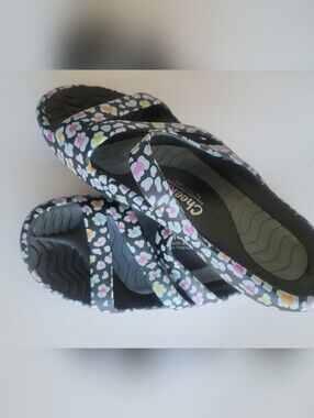 Tony Little Cheeks Womens Health Slides Multicolor Leopard Print Sz 10
